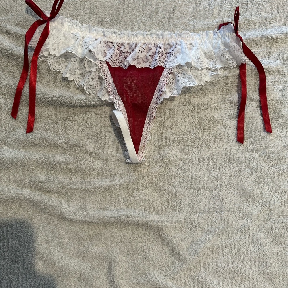 Elegant Red and White Lace Women's Intimate